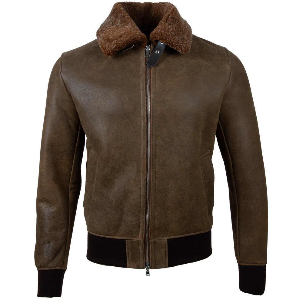Blouson aviateur en peau de mouton FE79 pour hommes Fourrure