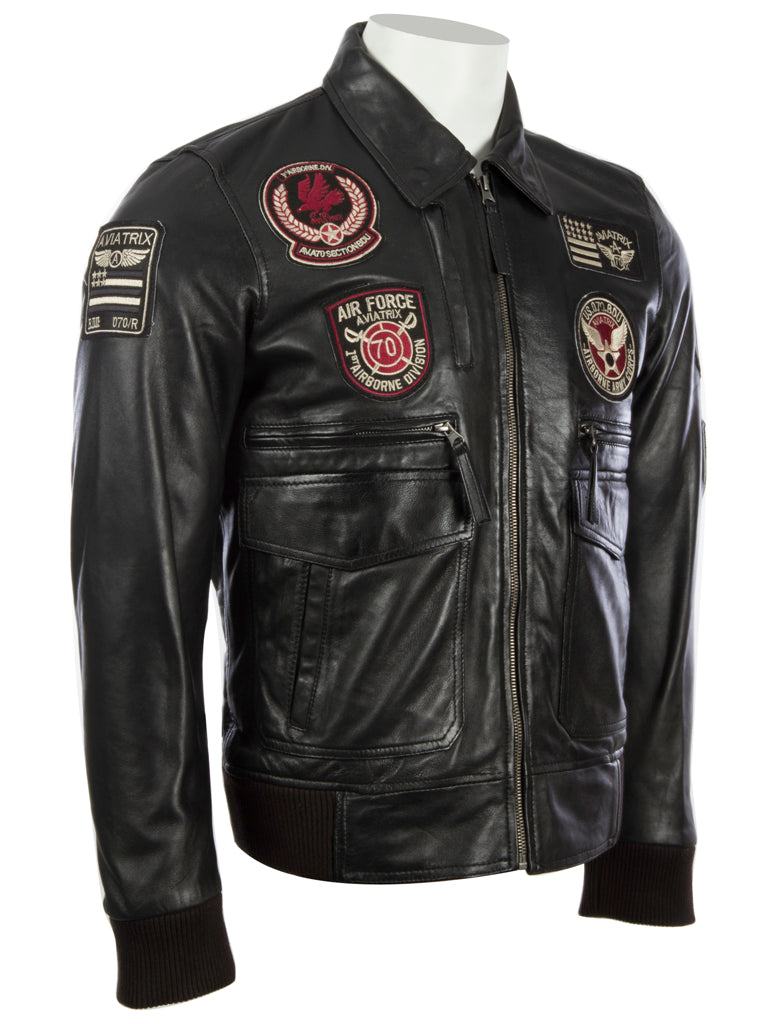 9079 Aviatrix Men's Pilot Jacket - Black