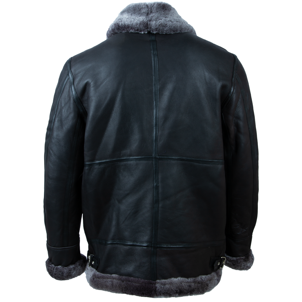 JEE2 Men's Shearling Jacket - Black/Silverback Fur