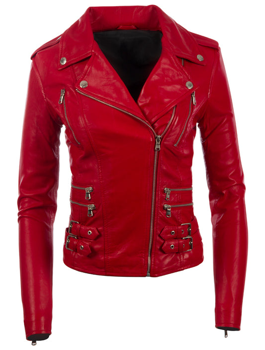 AGSM Women's Biker Jacket - Red