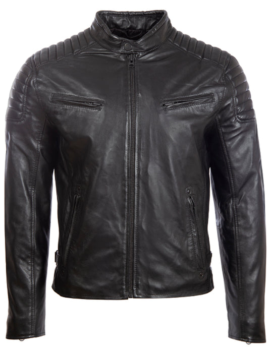 T86N Men's Diamond Biker Jacket - Black