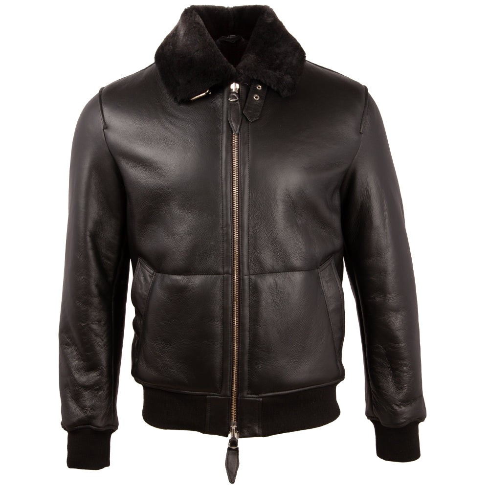 Chaqueta de bombardeo de moda de cuero real de Aviatrix Hombre (7dia)