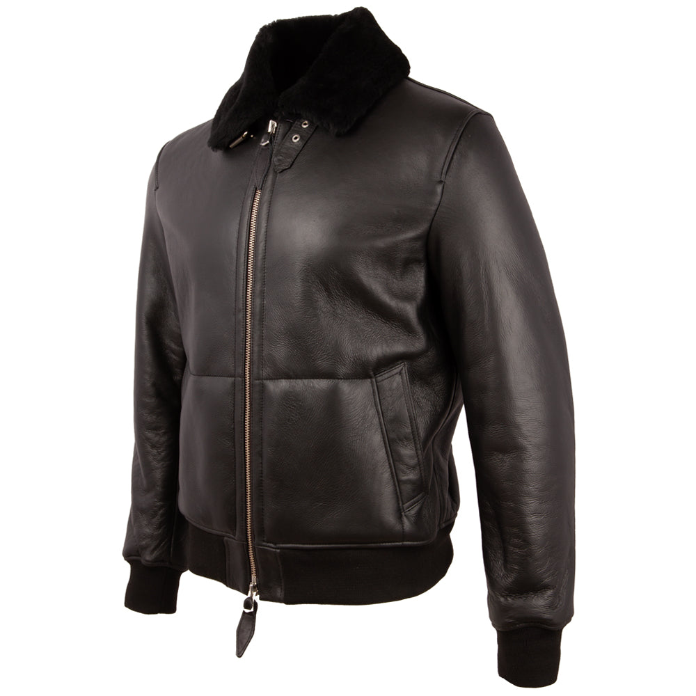 Chaqueta de bombardeo de moda de cuero real de Aviatrix Hombre (7dia)