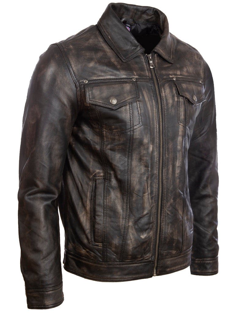 AGQ5 Men's Trucker Harrington Jacket - Vegas