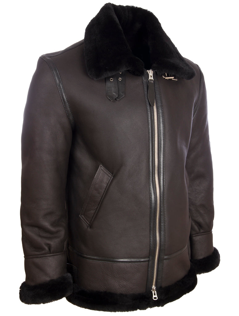 JEE2 Men's Shearling Jacket - Black/Black Fur
