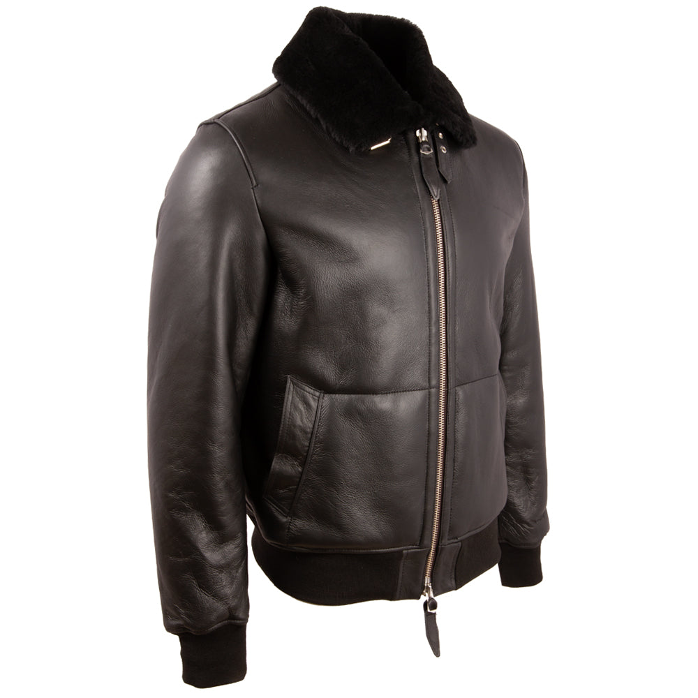 Chaqueta de bombardeo de moda de cuero real de Aviatrix Hombre (7dia)