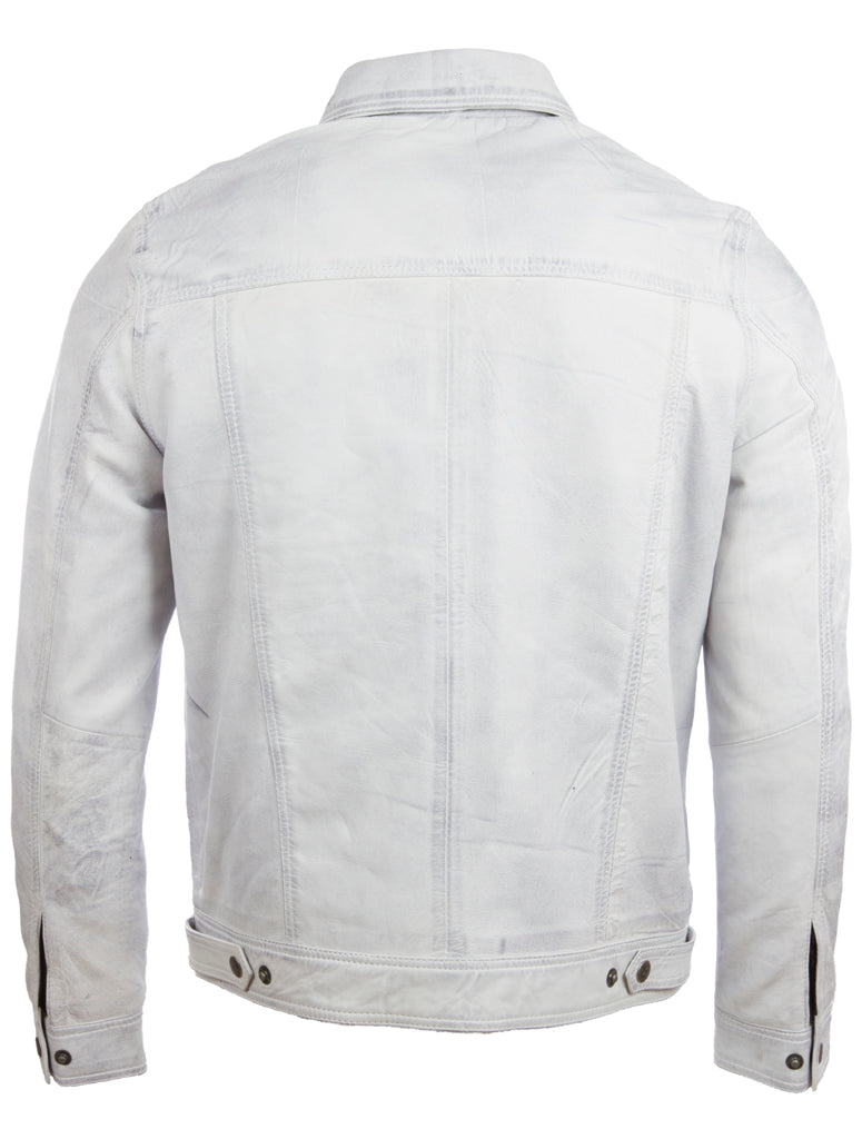 AGQ5 Men's Trucker Harrington Jacket - Dirty White