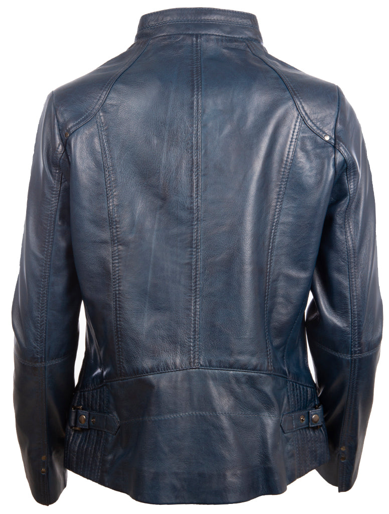 OBFQ Women's Biker Jacket - Navy Blue