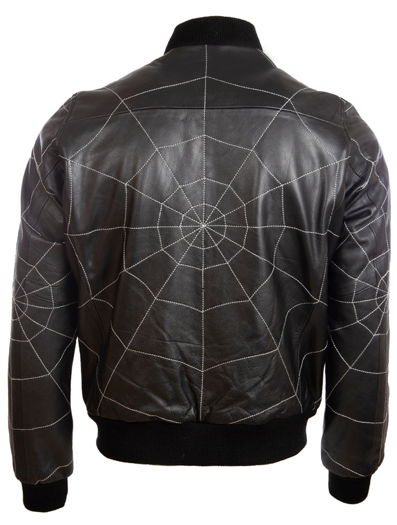 Aviatrix Herren Echt leder Web Design Mode Bomber Jacke (4FZ5) - schwarz/weiß Stich