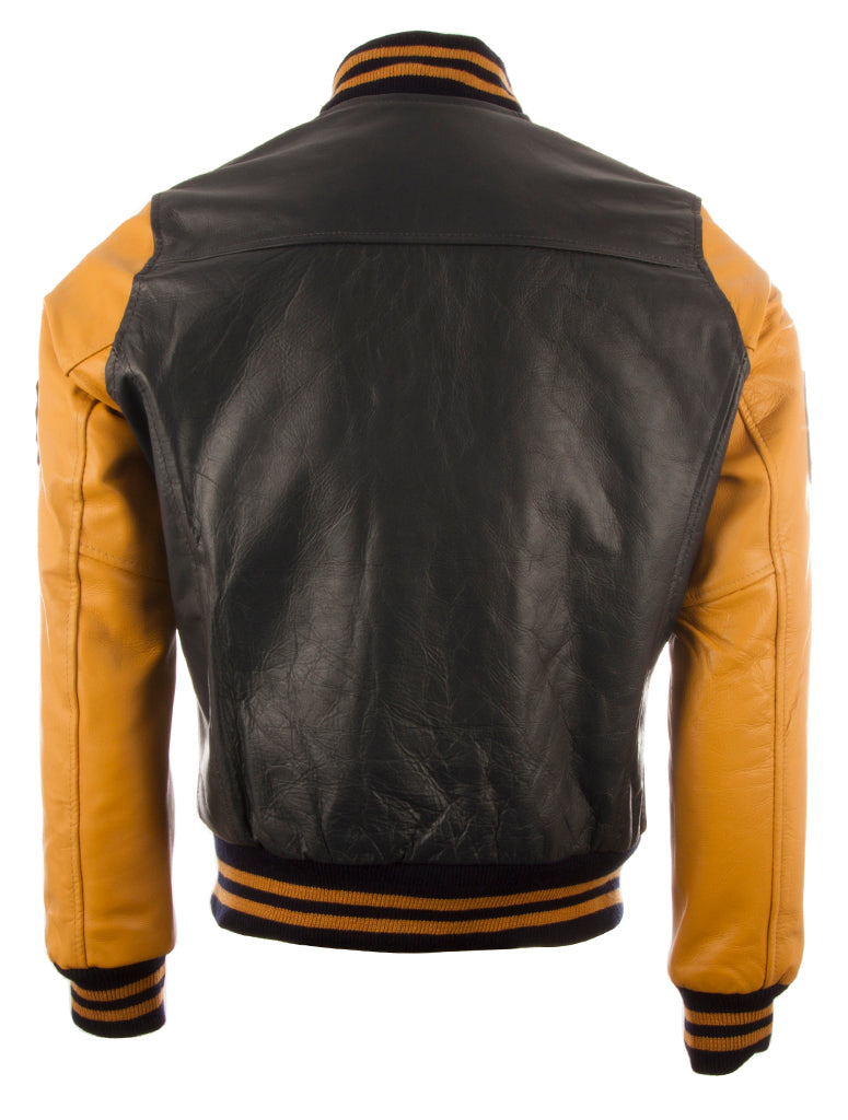 Aviatrix Men’s Real Cow Hide Leather Varsity Patch Bomber Jacket (VZH7)