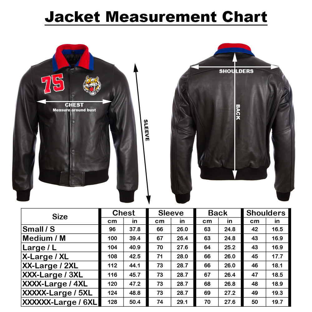 3M0W Men's Tiger Varsity Jacket - Black