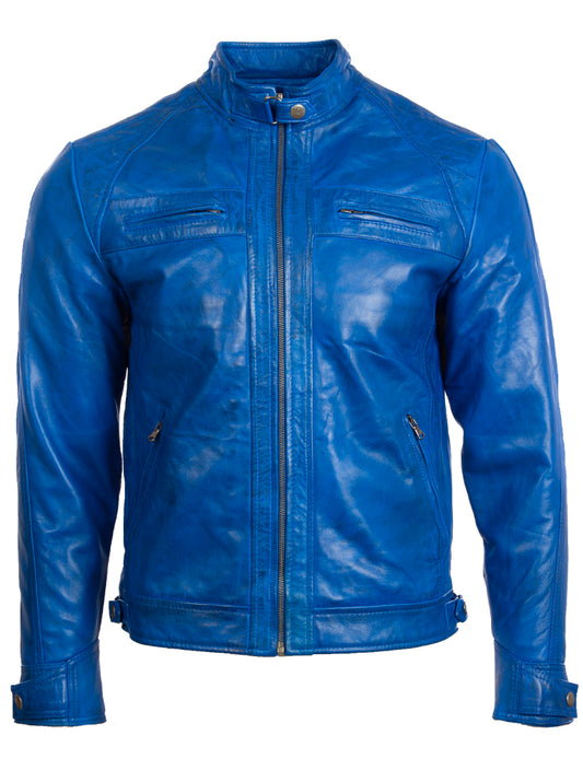 44T9 Men's Biker Jacket - Electric Blue