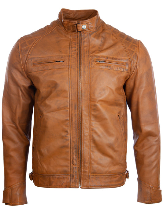 44T9 Men's Biker Jacket - Tan