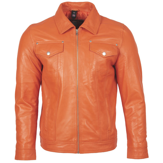 AGQ5 Men's Trucker Harrington Jacket - Light Orange