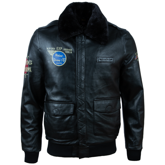 G5SQ Men's Aviator Jacket - Black/Black Fur