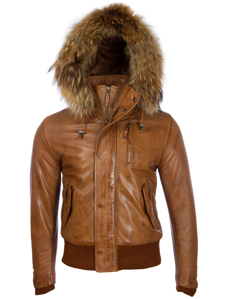 QS6C Men’s Fur Hood Bomber - Timber – Aviatrix