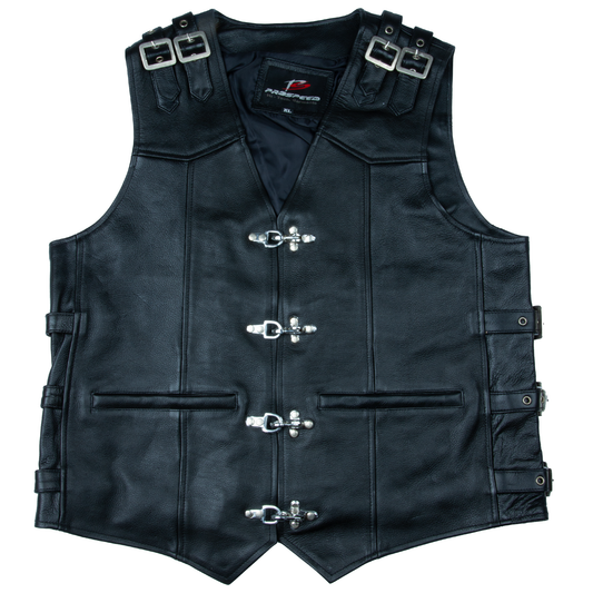 G8VM Men’s Buffalo Buckle Adjustable Biker Waistcoat