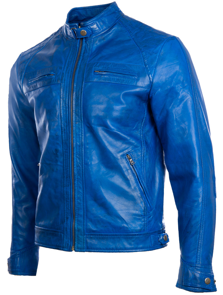 44T9 Men's Biker Jacket - Electric Blue
