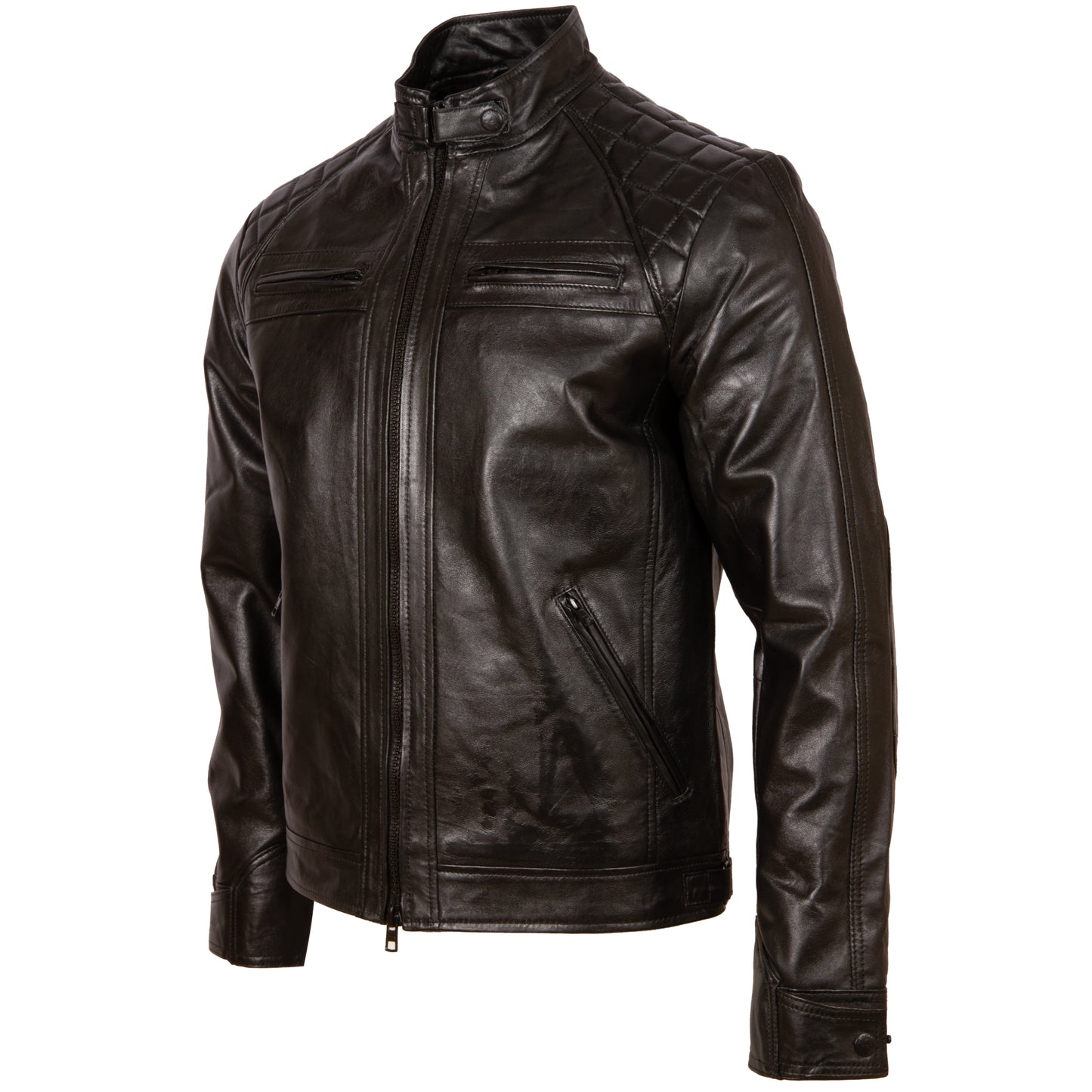 Aviatrix Men's Real Leather Crosshatch Shoulder Detail Fashion Jacket (44T9) - Night Edition