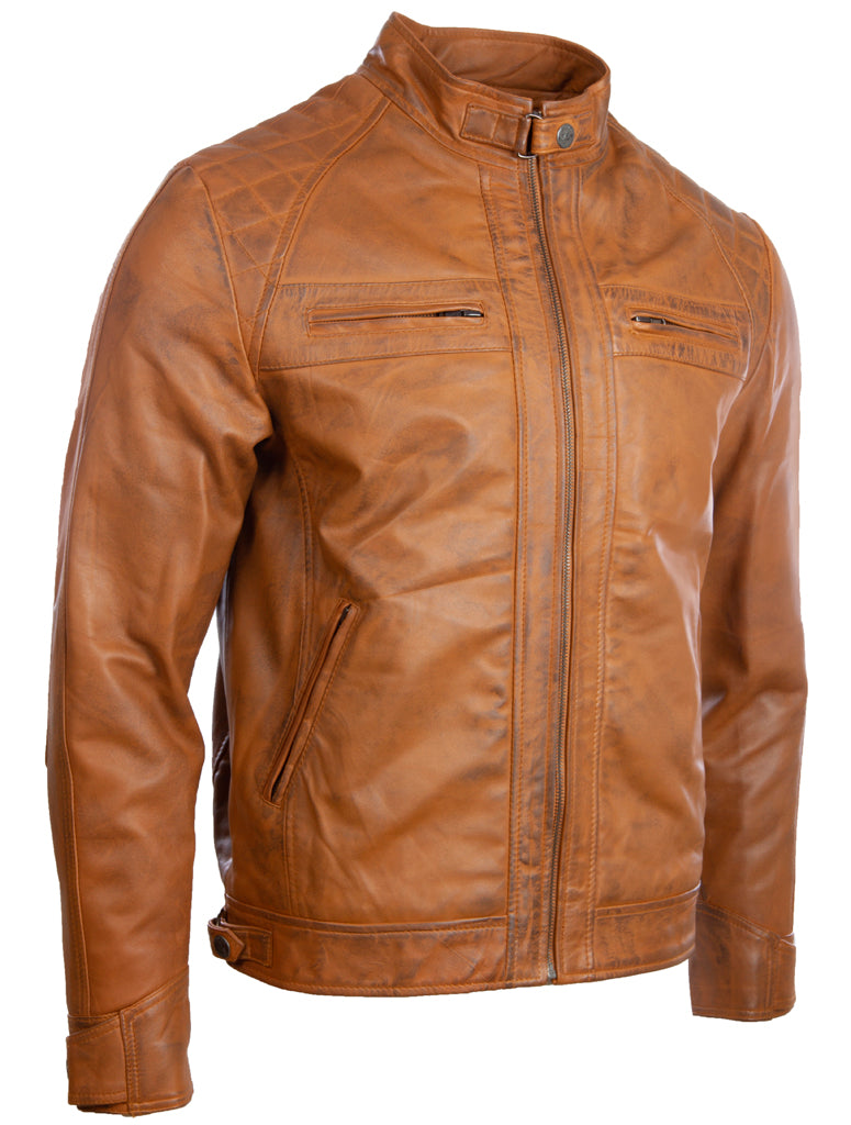 44T9 Men's Biker Jacket - Tan