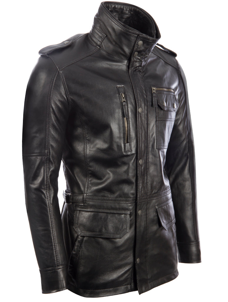 ZGOK Men's Military Field Coat Black Aviatrix