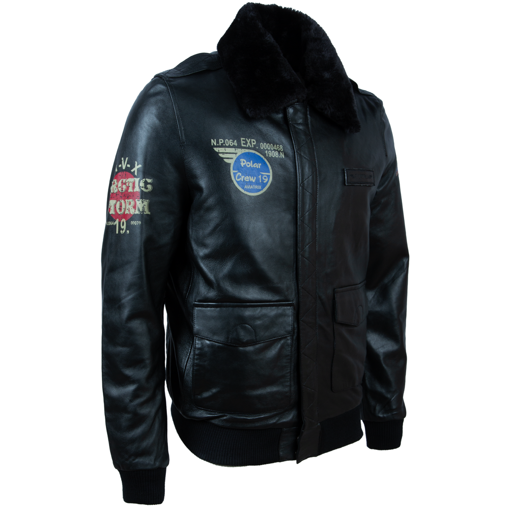 G5SQ Men's Aviator Jacket - Black/Black Fur