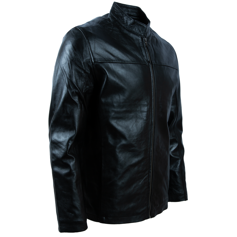 O0H7 Men's Café Racer Overshirt Jacket - Black