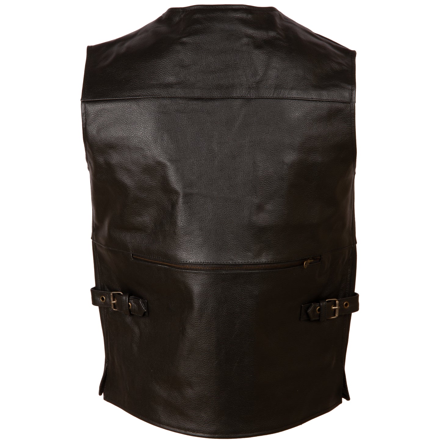 Aviatrix Men's Real Leather Fishing Travel Outdoor Hunting Waistcoat (TJUP) - Black Cow Hide