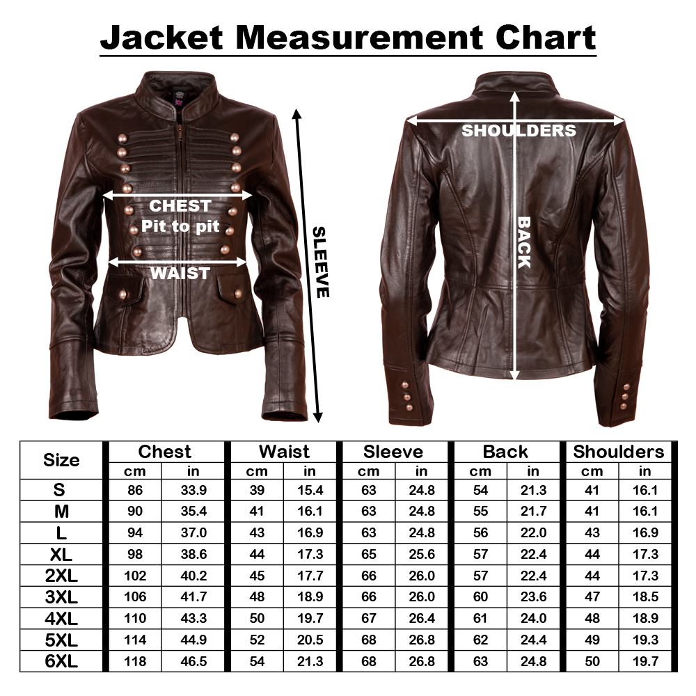 Aviatrix Women’s Real Leather Military Parade Jacket with Decorative Buttons (T5J4) - Black