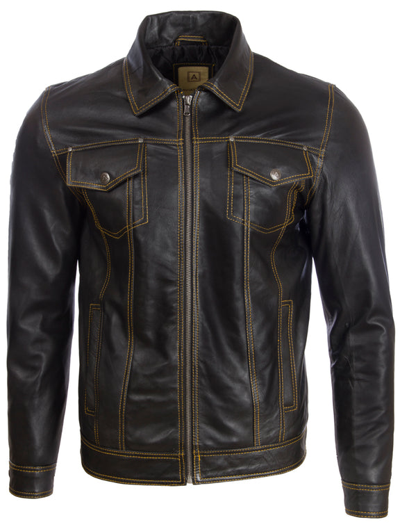 Aviatrix Men's Super-soft Real Leather Classic Harrington Fashion Jack