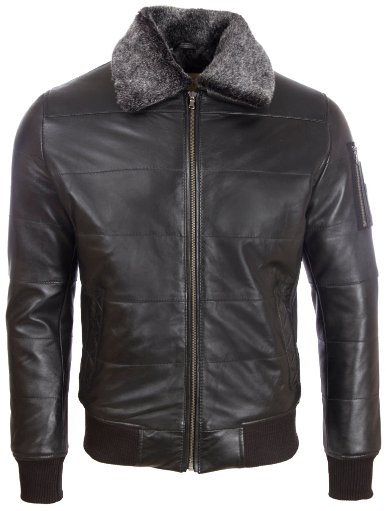 Aviatrix Men's Real Leather Pilot Aviator Fashion Jacket (ZADV) - Black