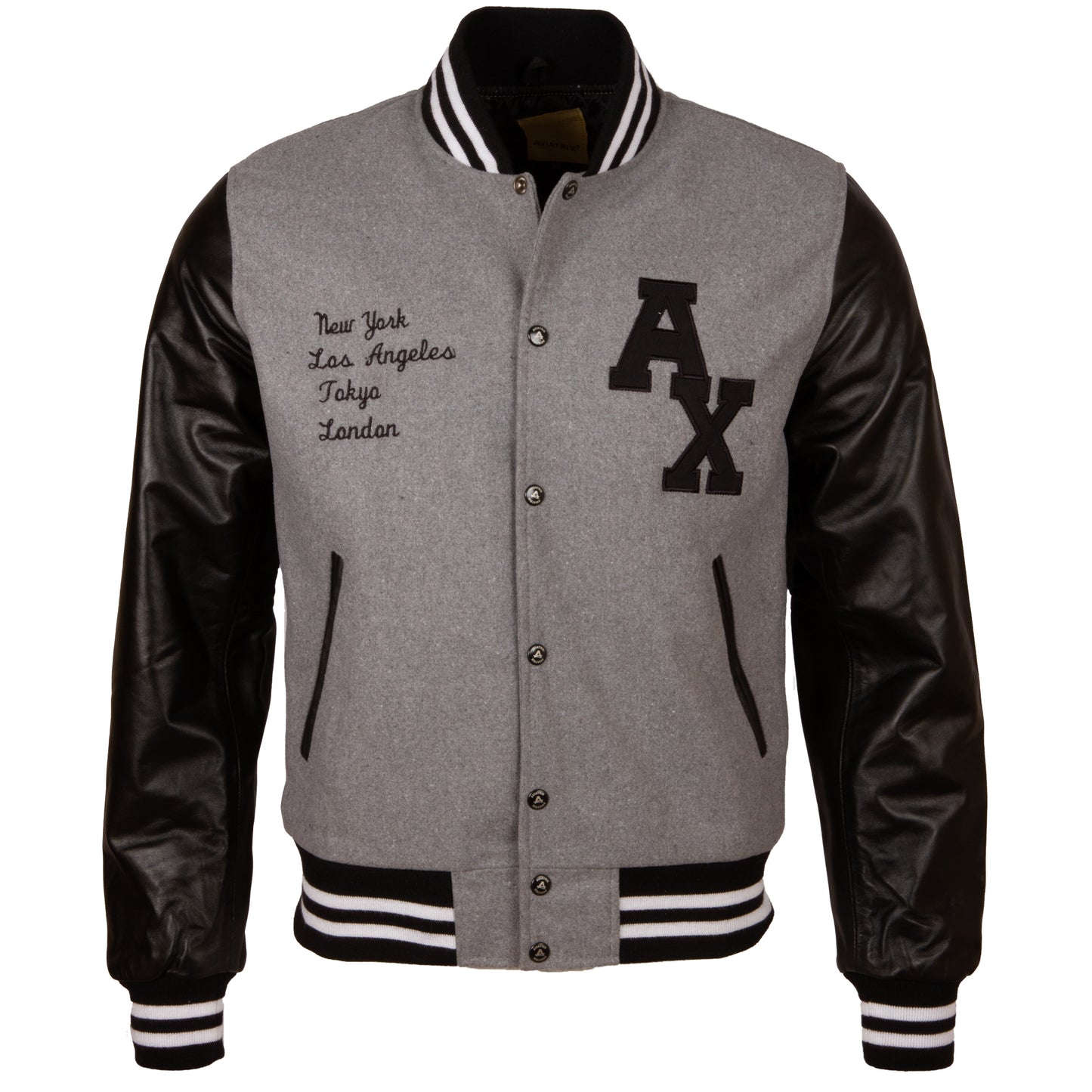 Aviatrix Men’s Leather And Wool Varsity Letterman College Fashion Jacket (Y3EZ) - Pigeon