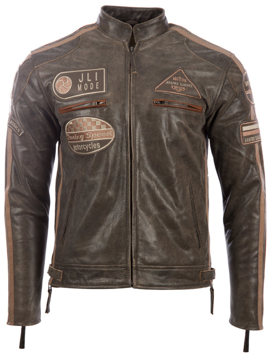 CXUS Men's Racing Biker Jacket - Desert Tan