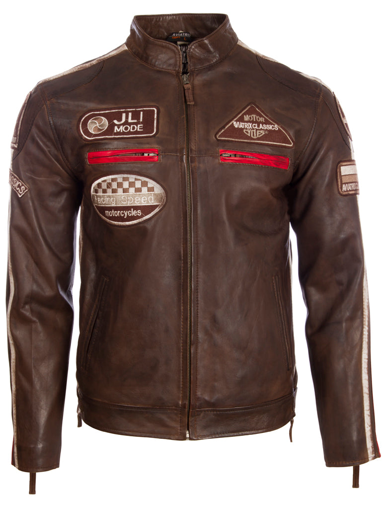 CXUS Men's Racing Biker Jacket - Nevada Brown