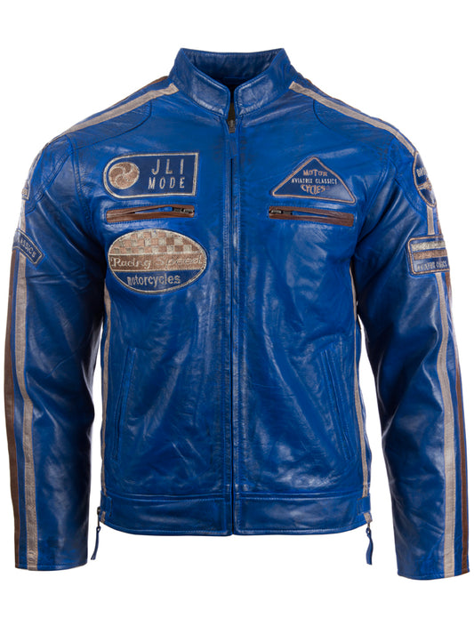 CXUS Men's Racing Biker Jacket - Ocean Blue