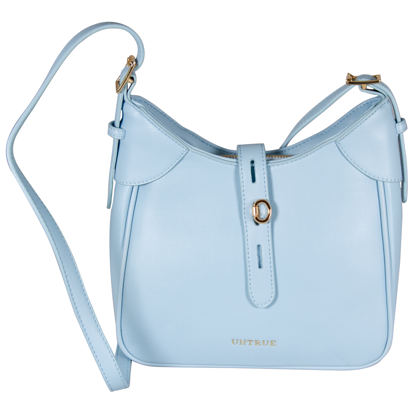 UNTRUE Women’s Gold Buckle Design Shoulder Bag Handbag Vegan Leather (51E7) - Blue