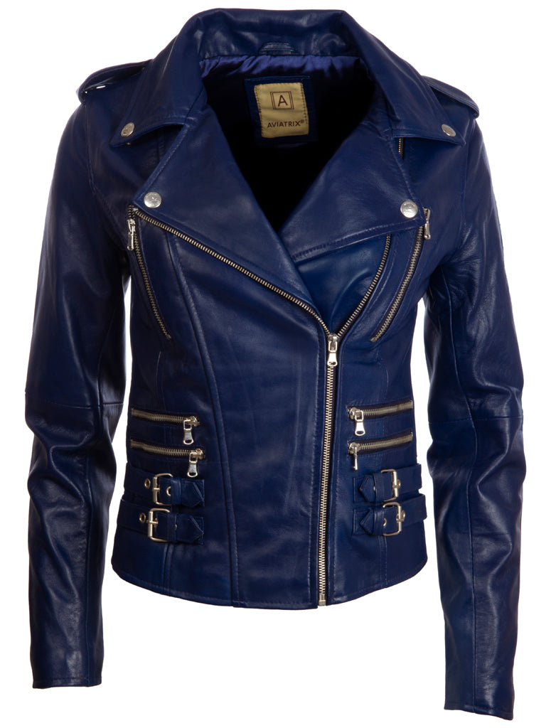 AGSM Women's Biker Jacket - Navy Blue