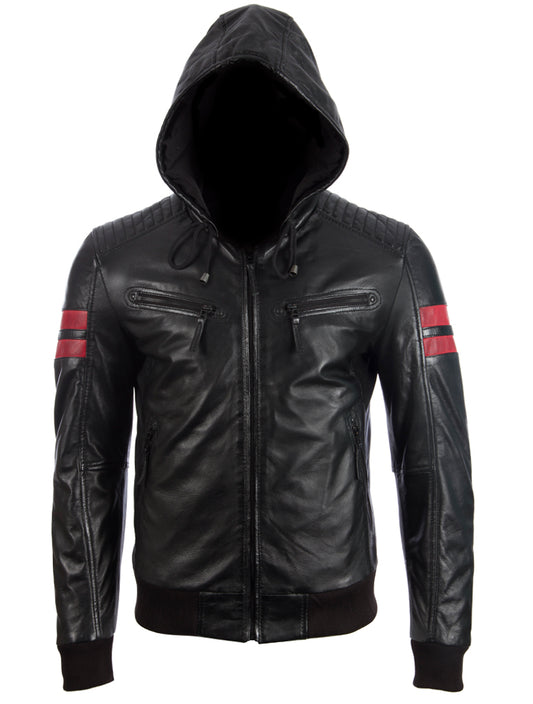 2VQ9 Men's Hood Bomber Jacket - Black