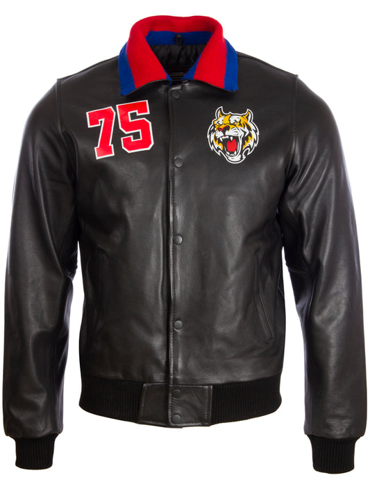 3M0W Men's Tiger Varsity Jacket - Black