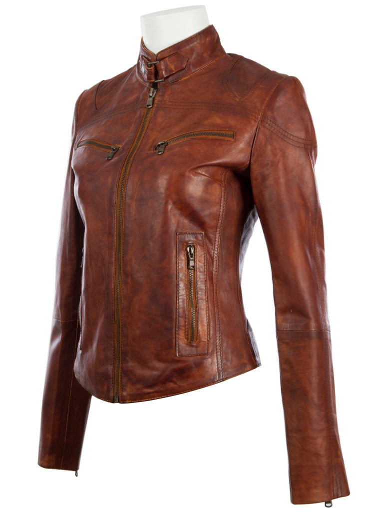 AVIATRIX Women's Super-Soft Real Leather Fitted Fashion Jacket (CRD9) - Nevada Timber