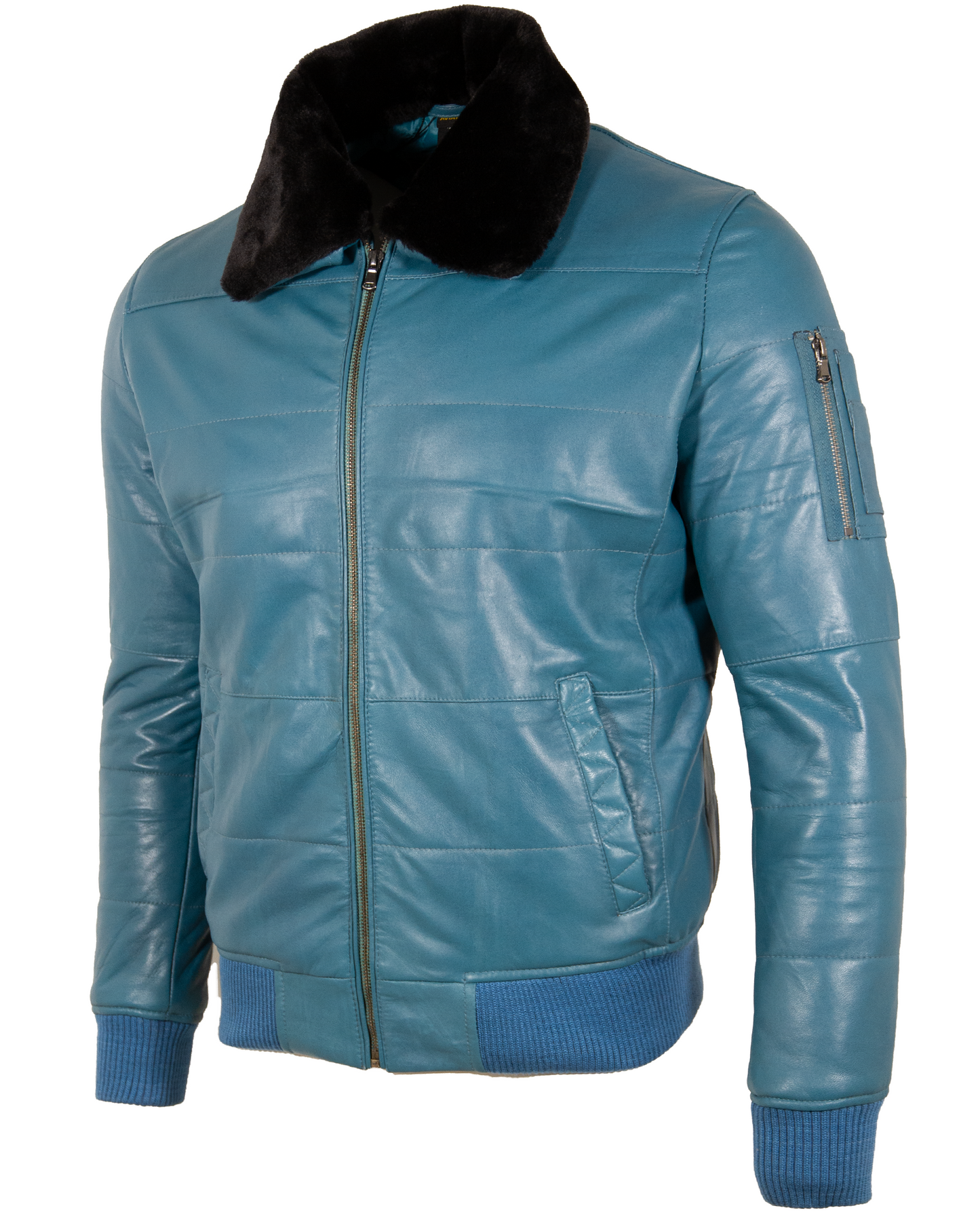 Aviatrix Men's Real Leather Pilot Aviator Fashion Jacket (ZADV) - Denim Blue