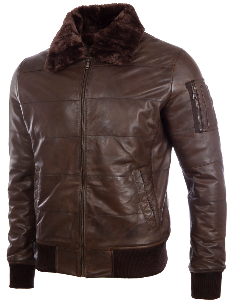 Aviatrix Men's Real Leather Pilot Aviator Fashion Jacket (ZADV) - Nevada Brown