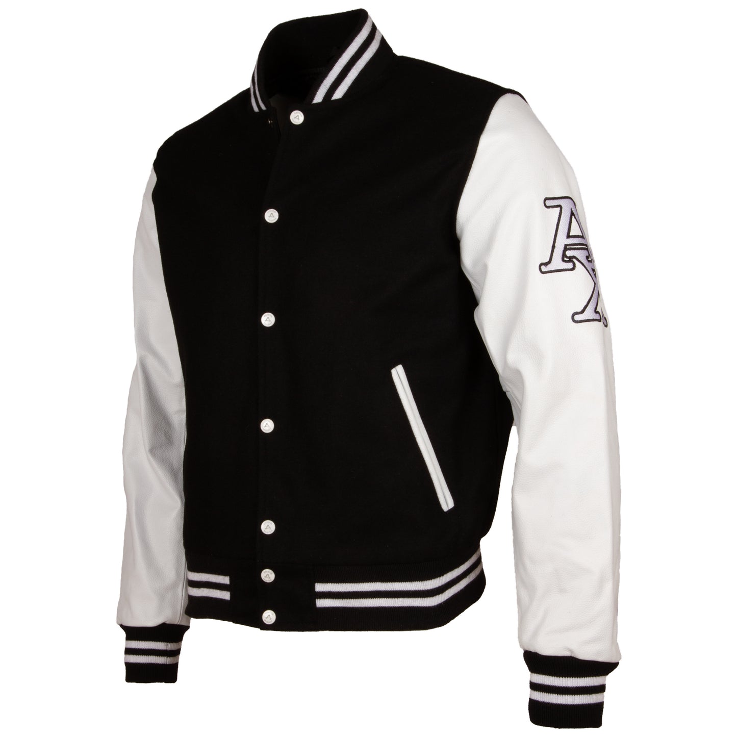Aviatrix Men’s Leather And Wool Varsity Letterman College Fashion Jacket (Y3EZ) - AX2