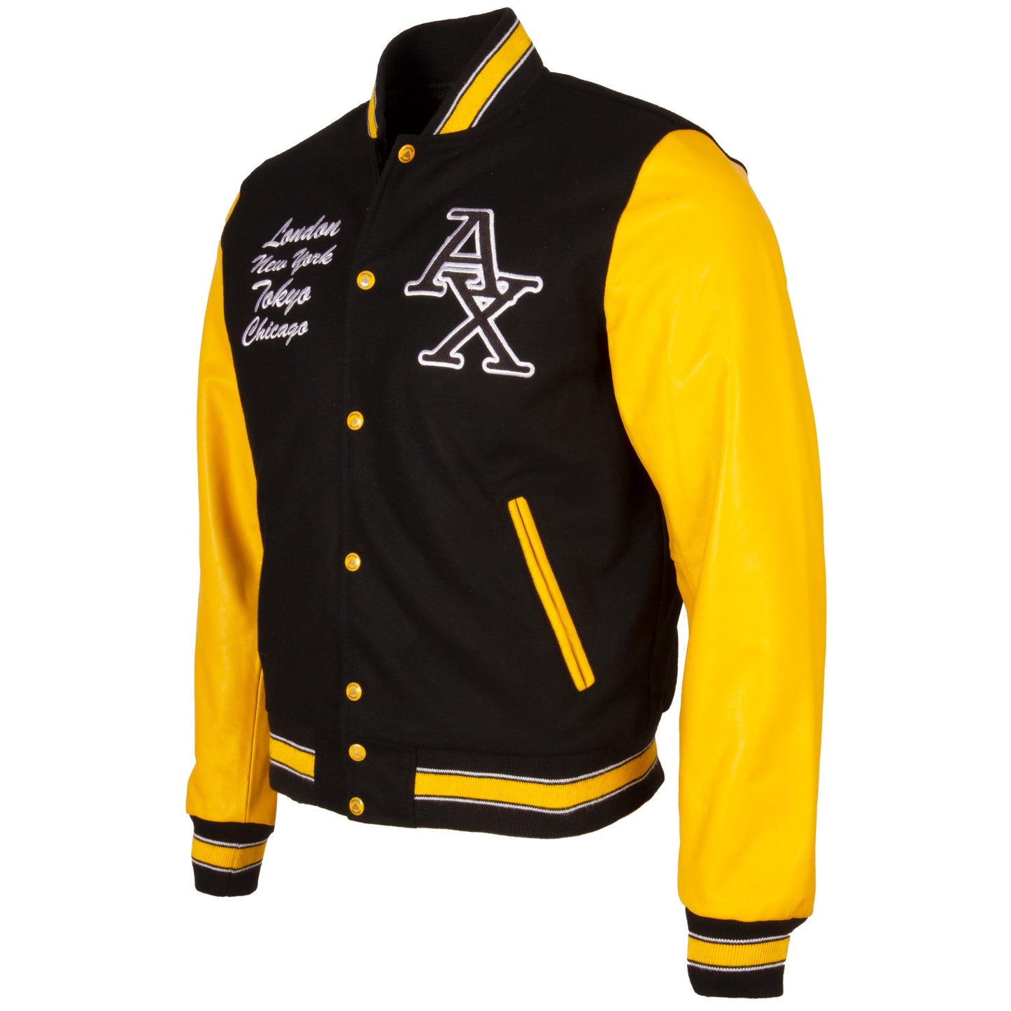 Aviatrix Men’s Leather And Wool Varsity Letterman College Fashion Jacket (Y3EZ) - Bee