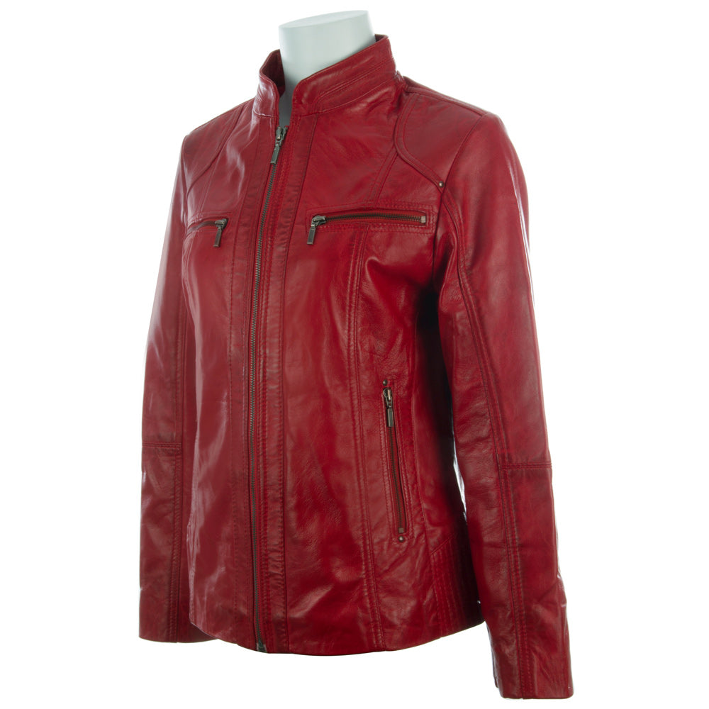 OBFQ Women's Biker Jacket - Red