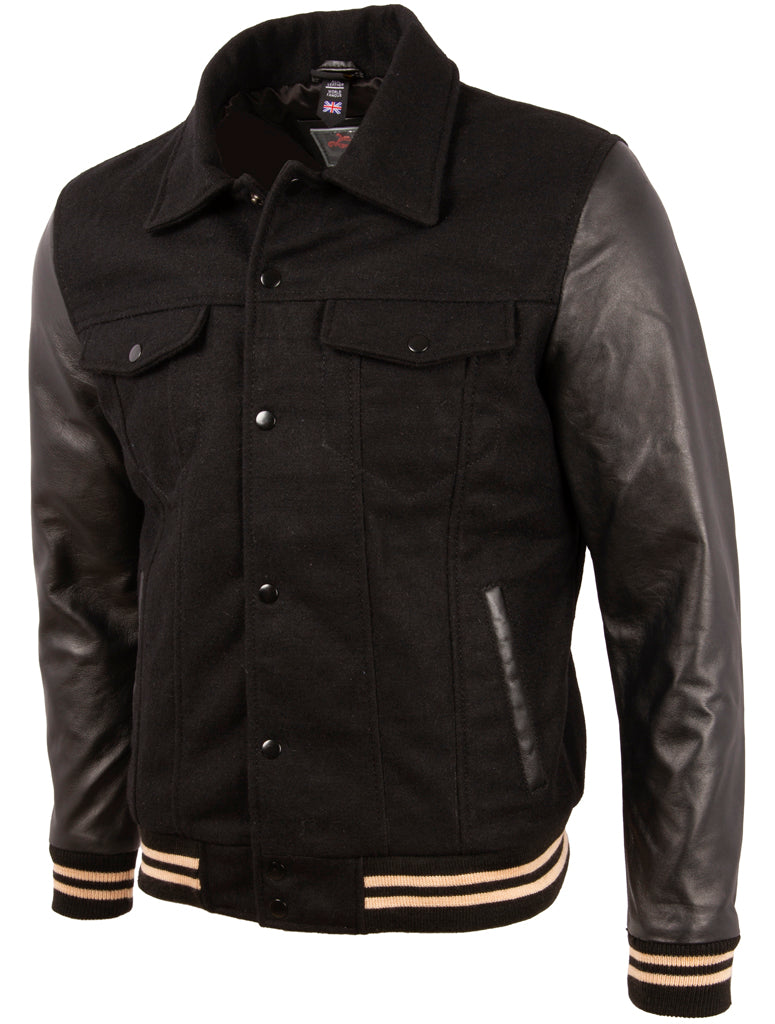 V3CS Men's Trucker Bomber Jacket - Black