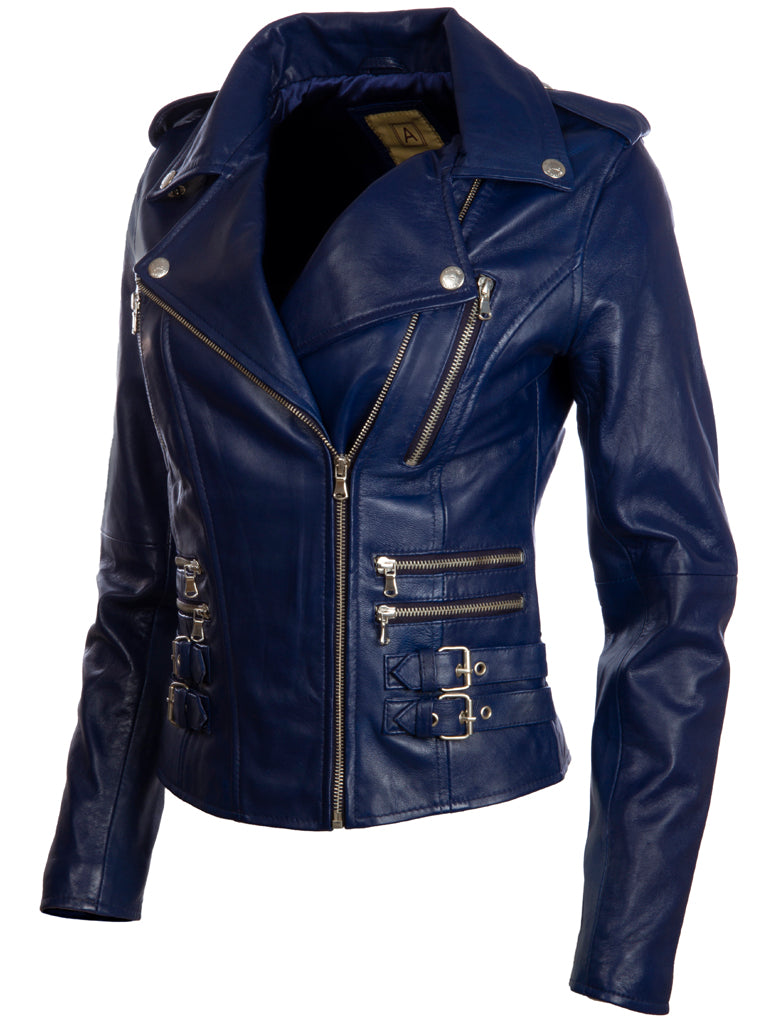 AGSM Women's Biker Jacket - Navy Blue