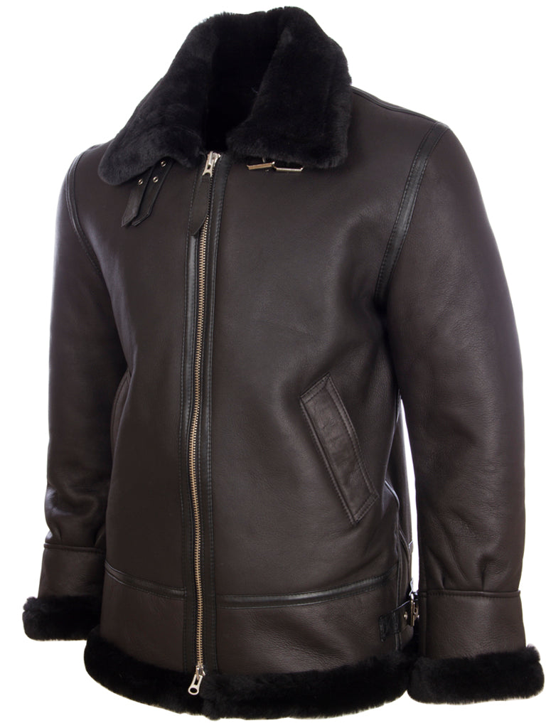 Aviatrix Men's Real Leather Shearling Aviator Pilot Jacket (JEE2)