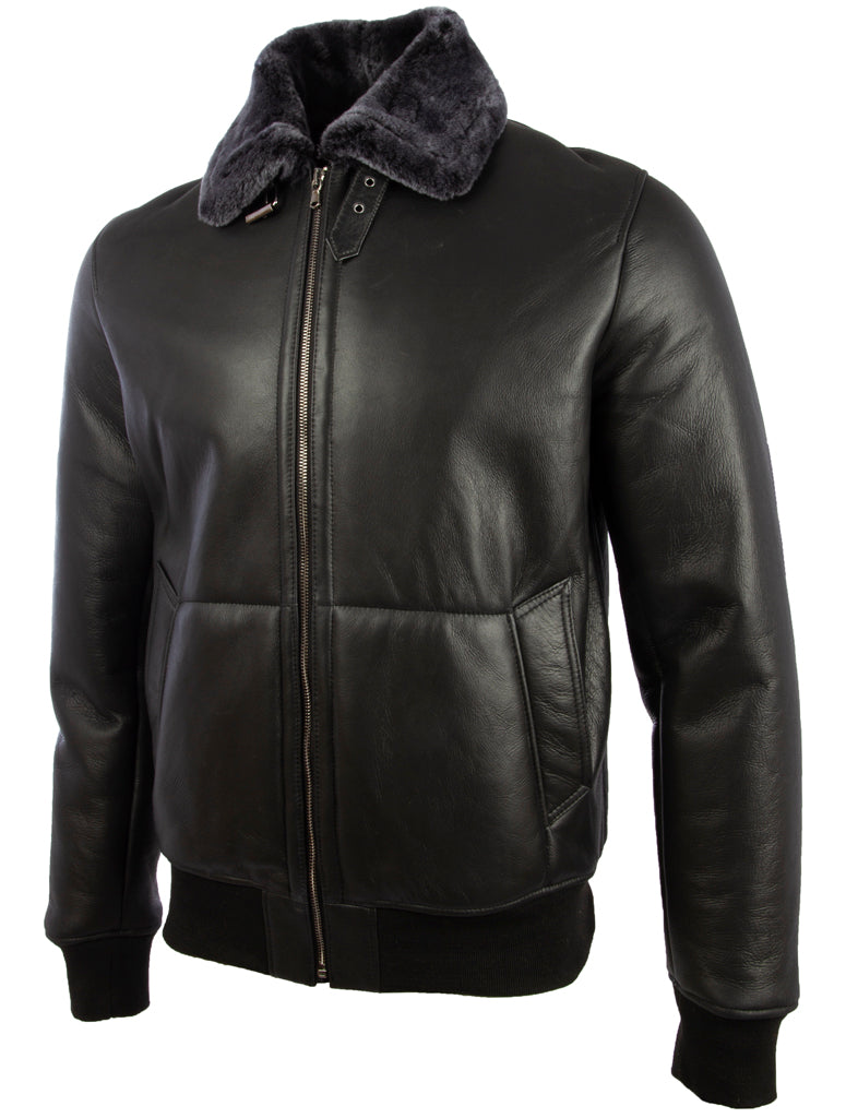 Aviatrix Men’s Real Leather Shearling Fashion Bomber Jacket (7DIA)