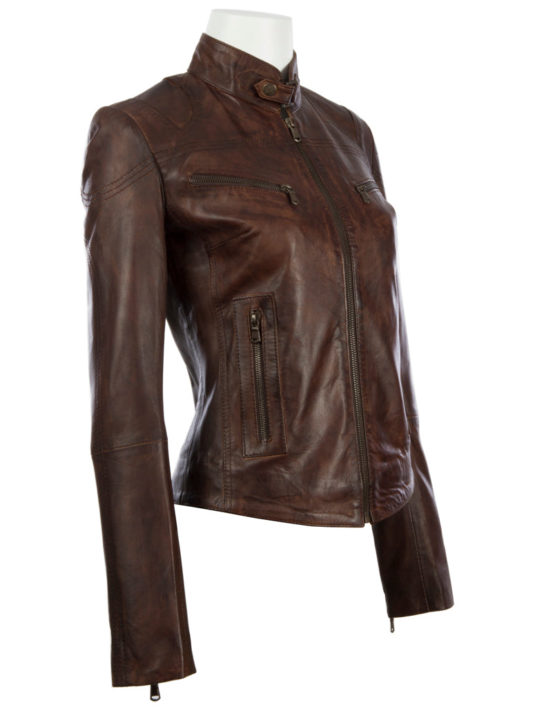 AVIATRIX Women's Super-Soft Real Leather Fitted Fashion Jacket (CRD9) - Nevada Brown
